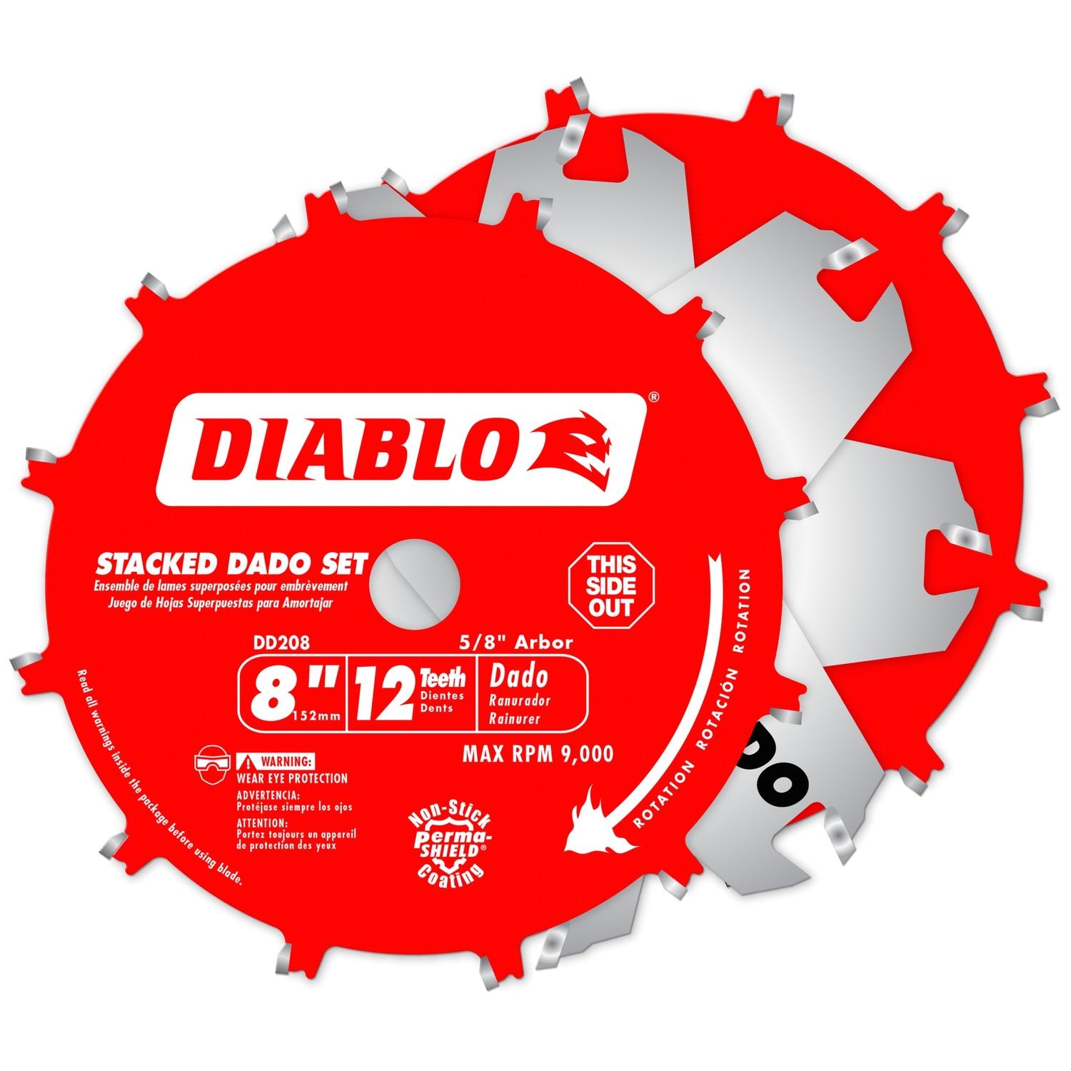 Diablo 8 in. D X 5/8 in. TiCo Hi-Density Carbide Stacked Dado Saw Blade Set 12 teeth 1 pk Sansujyuku sansujyuku.com