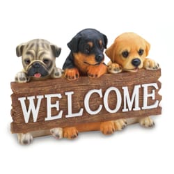 Summerfield Terrace Multi-color Polyresin 6.5 in. H Little Pups Welcome Plaque Outdoor Decoration