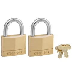 Master Lock 1-1/4 in. H X 5/16 in. W X 1-9/16 in. L Brass 4-Pin Tumbler Exterior Padlock