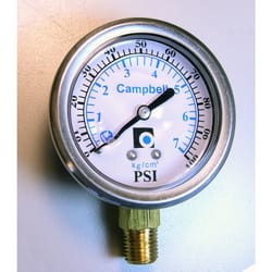 Campbell Stainless Steel 1/4 in. Liquid Filled Pressure Guage