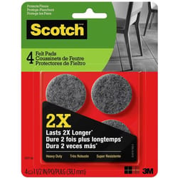 3M Scotch Felt Self Adhesive Protective Pad Gray Round 1.5 in. W X 1.5 in. L 4 pk