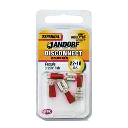 Jandorf 22-18 Ga. Insulated Wire Female Disconnect Red 5 pk