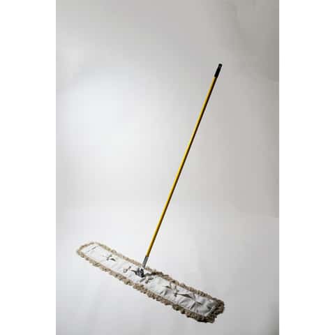 Commercial Cotton Dry Dust Mop Head Hardwood Floor Duster Broom Set |  Handle 24/36/48 x 5 inch