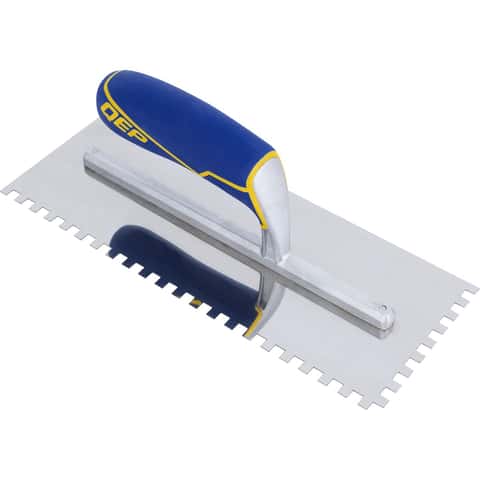 QEP 11 in. W X 4-1/2 in. L Stainless Steel Square Notched Trowel QEP 11 in. W X 4-1/2 in. L Stainless Steel Square Notched Trowel