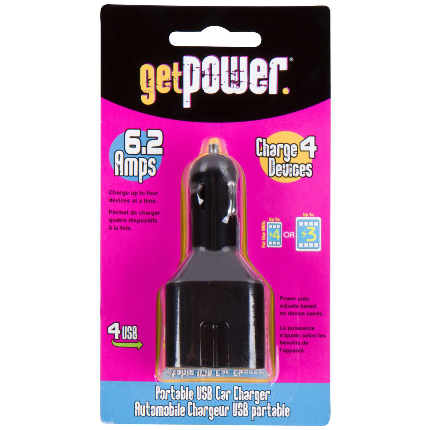 GetPower 4 Port Car Cell Phone Charger 1 pk Ace Hardware