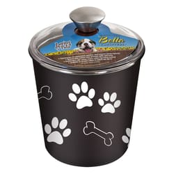 Loving Pets Bella Espresso Bones and Paw Print Stainless Steel 9 cups Treat Canister For Dog