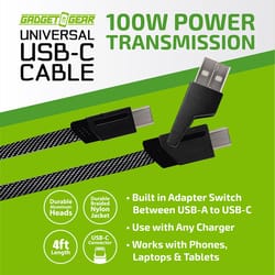 Novelty USB-C to USB-A 3-in-1 Cable 4 ft. Black