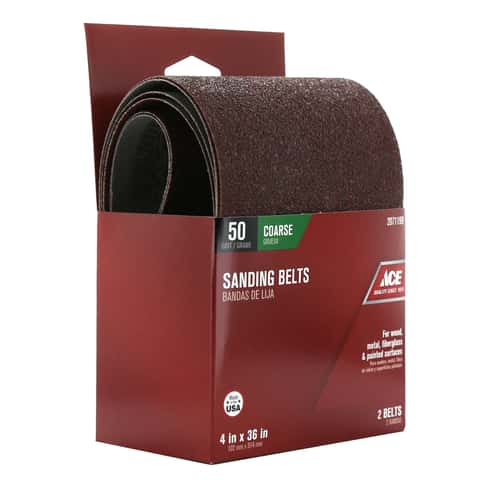 Ace 36 in. L X 4 in. W Aluminum Oxide Sanding Belt 50 Grit Coarse 2 pc - Ace  Hardware