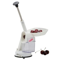 Harold Import White Plastic Deluxe Cherry Pitter