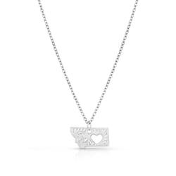 Montana Silversmiths Women's I Heart Montana State Charm Silver Necklace Brass Water Resistant