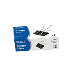 Bazic Products Large Black/Silver Binder Clips 12 pk