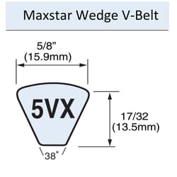 Mitsuboshi Maxstar Wedge Raw Edge Cogged V-Belt 0.63 in. W X 170 in. L For All Motors