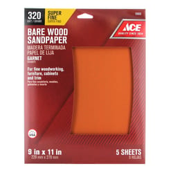 Ace 11 in. L X 9 in. W 320 Grit Aluminum Oxide Sandpaper 5 pk