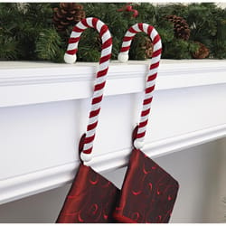 Haute Decor Red/White Candy Cane Stocking Holder 9.2 in.