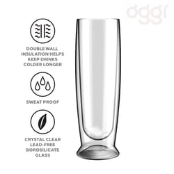 OGGI 6 oz Clear Borosilicate Glass Double Wall Champagne Flutes