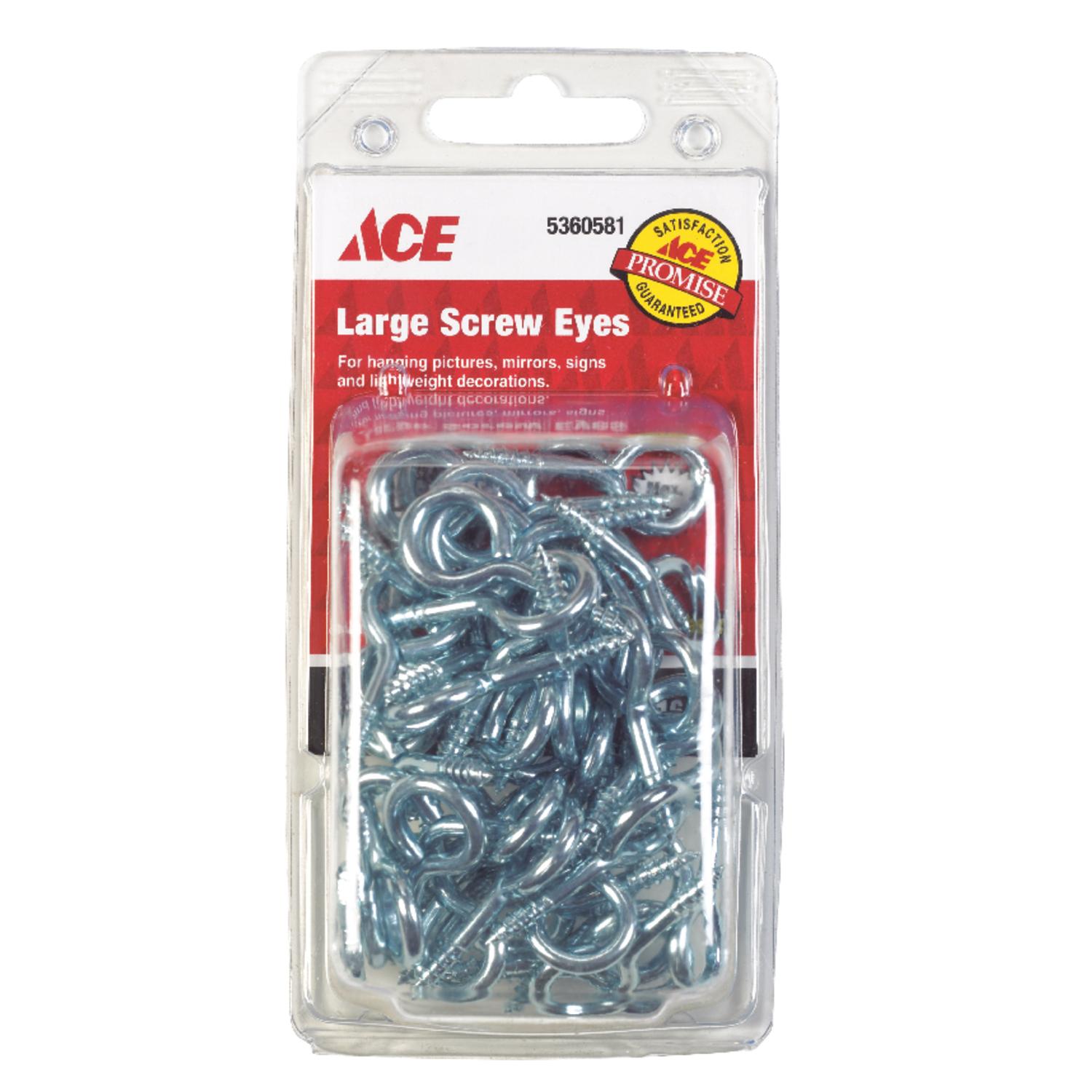 Ace 1/8 in. D X 1-7/16 in. L Zinc-Plated Steel Screw Eye 45 lb. cap. 50 pk - 01-3468-531 - Hardware Fasteners  sku 01-3468-531