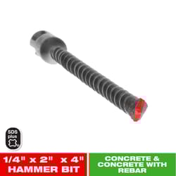 Diablo 1/4 in. X 4 in. L Carbide Tipped 2-Cutter Hammer Drill Bit SDS-Plus Shank 1 pk