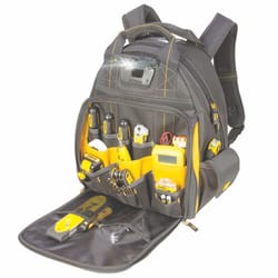 DeWalt 8 in. W X 11 in. H Ballistic Polyester Lighted Backpack Tool Bag 57 pocket Black/Yellow 1 pc