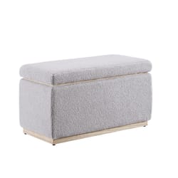 Linon Home Decor Stella Grey Sherpa Fabric Modern Ottoman 1 pk