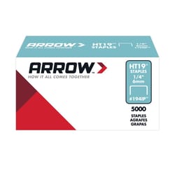 Arrow HT19 3/8 in. W X 1/4 in. L 18 Ga. Flat Crown Staples 5000 pk