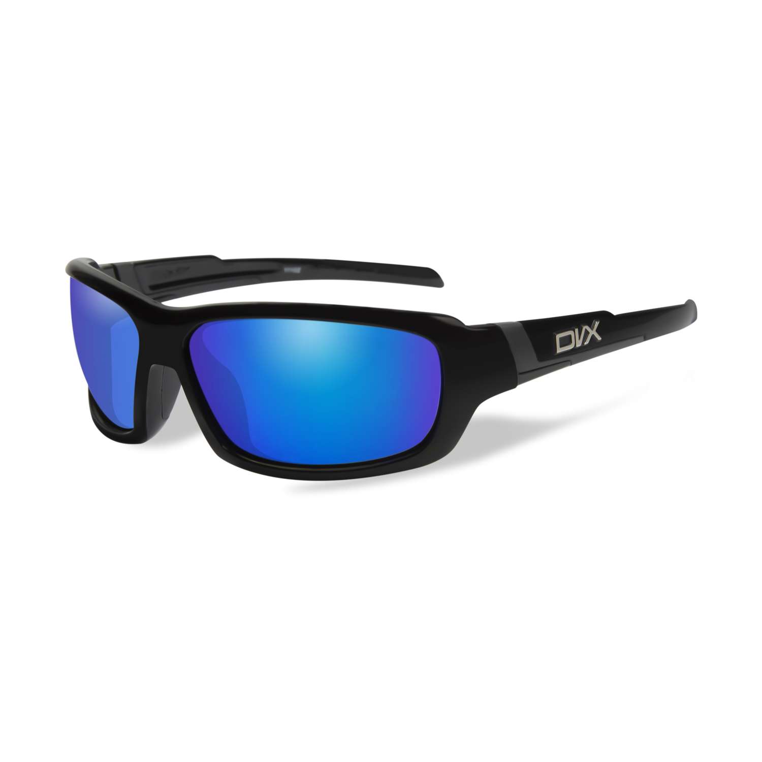 DVX AntiFog Spoiler Safety Sunglasses Blue Mirror Lens Black Frame 1