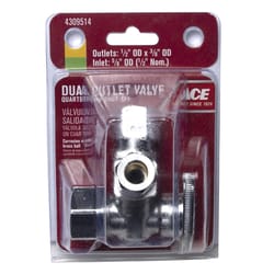 Ace 5/8 in. FPT X 1/2 in. Brass Dual Shut-Off Valve
