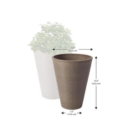 Algreen Products 13 in. H X 10 in. D Plastic Taper Spun Planter Taupe