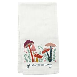 Karma White Cotton Flora Mushroom Tea Towel 1 pk