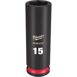 Milwaukee Shockwave 15 mm X 3/8 in. drive Metric 6 Point Deep Impact Socket 1 pc