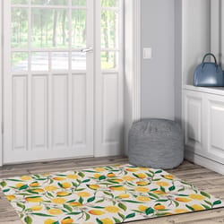 Linon Home Decor Trella 3 ft. W X 5 ft. L Yellow Lemon Branch Polyester Accent Rug