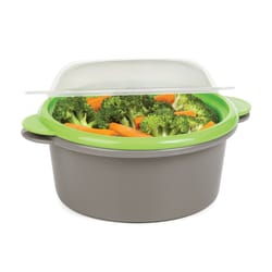 Progressive Prep Solutions Green/Gray Polypropylene Microwave Steamer/Strainer W/Lid 2 cups