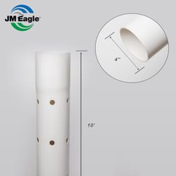 JM Eagle PVC Perforated Sewer and Drain Pipe 4 in. D X 10 ft. L Bell 0 psi