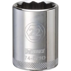 DeWalt 22 mm X 1/2 in. drive Metric 12 Point Socket 1 pc