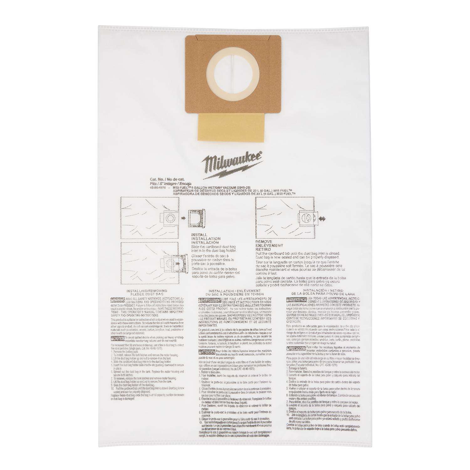 General Purpose Wet/Dry Vac Dust Collection Bags for 16 and 20 Gal. We