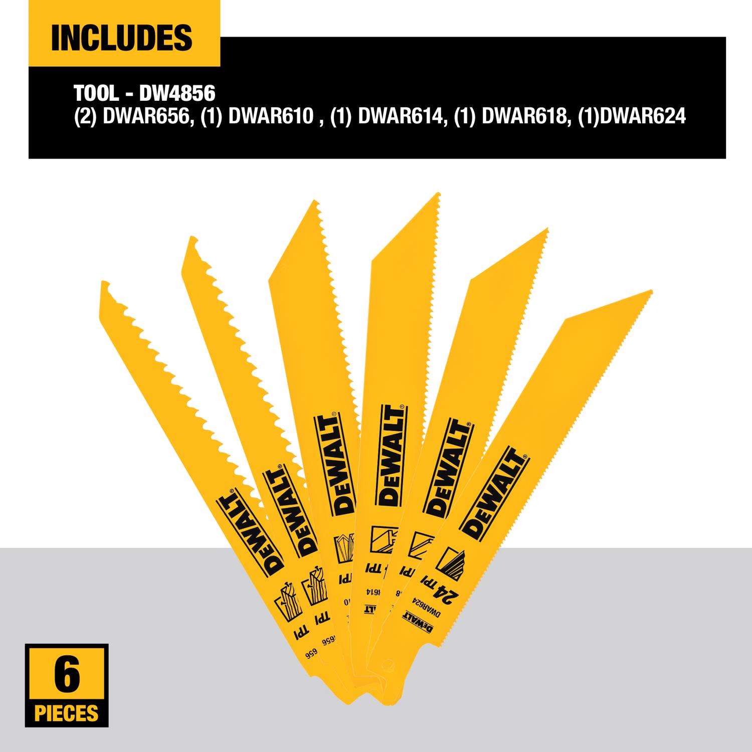 DeWalt Bi Metal Reciprocating Saw Blade Set Multi TPI 6 pk Ace