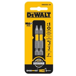 DeWalt Max Fit Square #1 X 2 in. L Power Bit S2 Tool Steel 2 pc