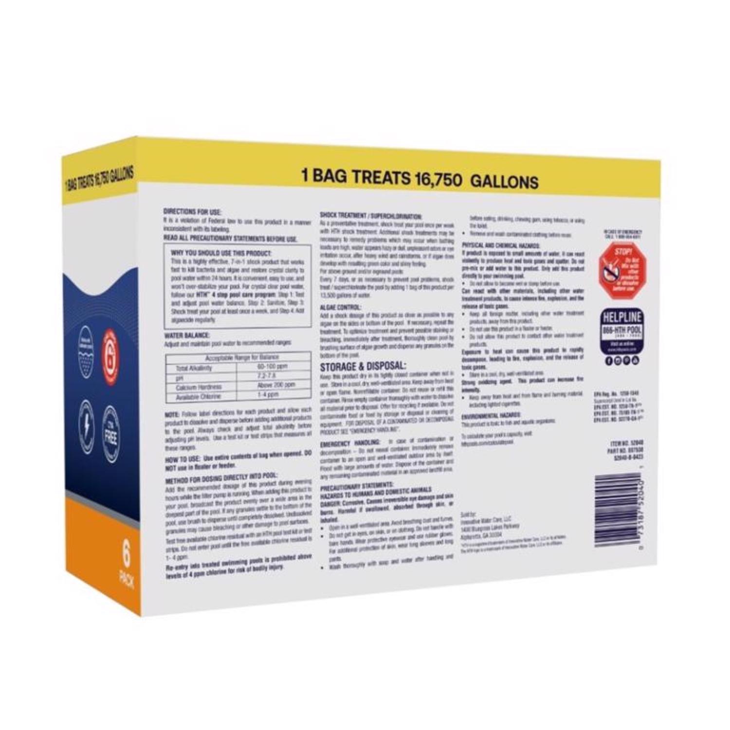 HTH Pool Care Shock Advanced For Swimming Pools, Granules,, 44 OFF