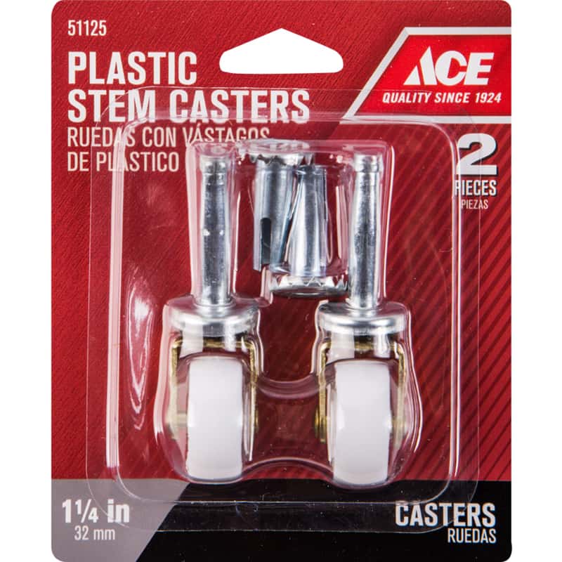 Ace 11/4 in. D Swivel Plastic Caster 40 lb 2 pk Ace Hardware