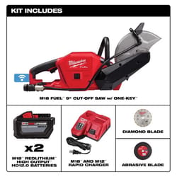 Milwaukee M18 FUEL 9 in. Cordless Brushless Cut-Off Saw Kit (Battery &amp; Charger)