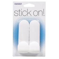 iDesign 4 in. L White Plastic Small/Medium Stick On! Tall Hook 2 pk