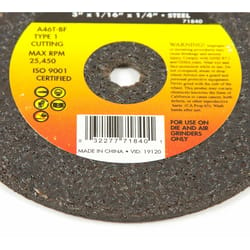 Forney 3 in. D X 1/4 in. Aluminum Oxide Metal Cut-Off Wheel 1 pc