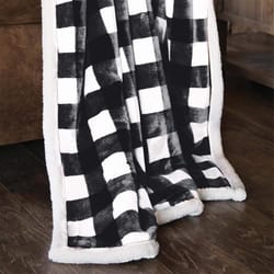 Carstens Inc 68 in. H X 54 in. L Black/White Polyester Plush Throw Blanket