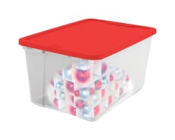 Homz 56 qt Clear/Red Storage Tote 12-3/16 in. H X 16 in. W X 23-1/2 in. D Stackable