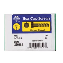 HILLMAN 7/16 in. D X 2 in. L Heat Treated Steel Hex Head Cap Screw 50 pk