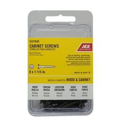 Ace No. 8 X 1-1/4 in. L Phillips Black Phosphate Cabinet Screws 50 pk