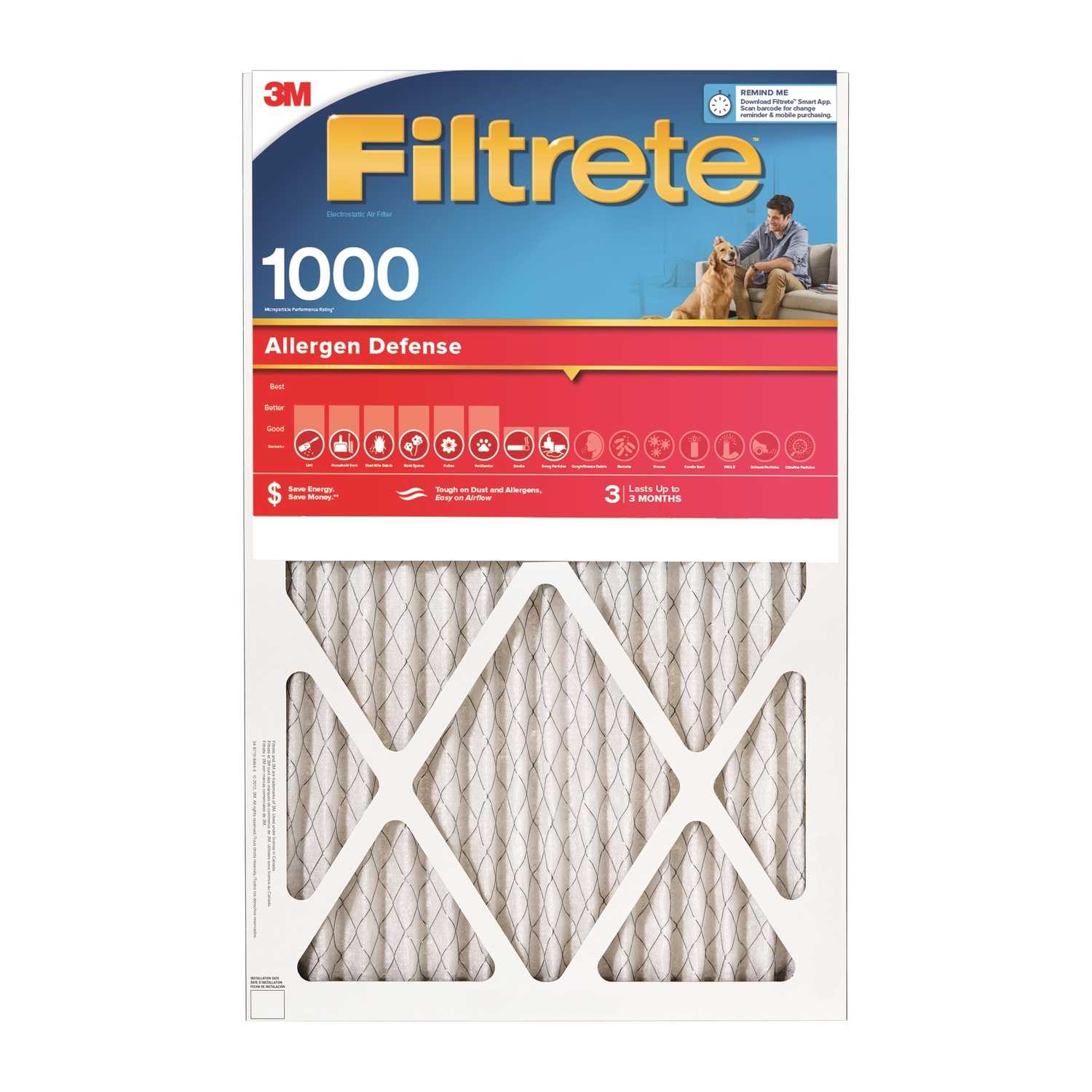 3M Filtrete 12 in. W x 20 in. H x 1 in. D 11 MERV Pleated Air Filter