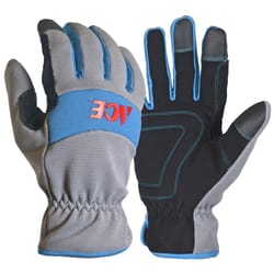 Ace S Synthetic Leather Cold Weather Blue/Gray Gloves