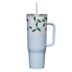 Corkcicle Cruiser 40 fl. oz. Blue Hydrangea BPA Free Rifle Paper Insulated Straw Tumbler