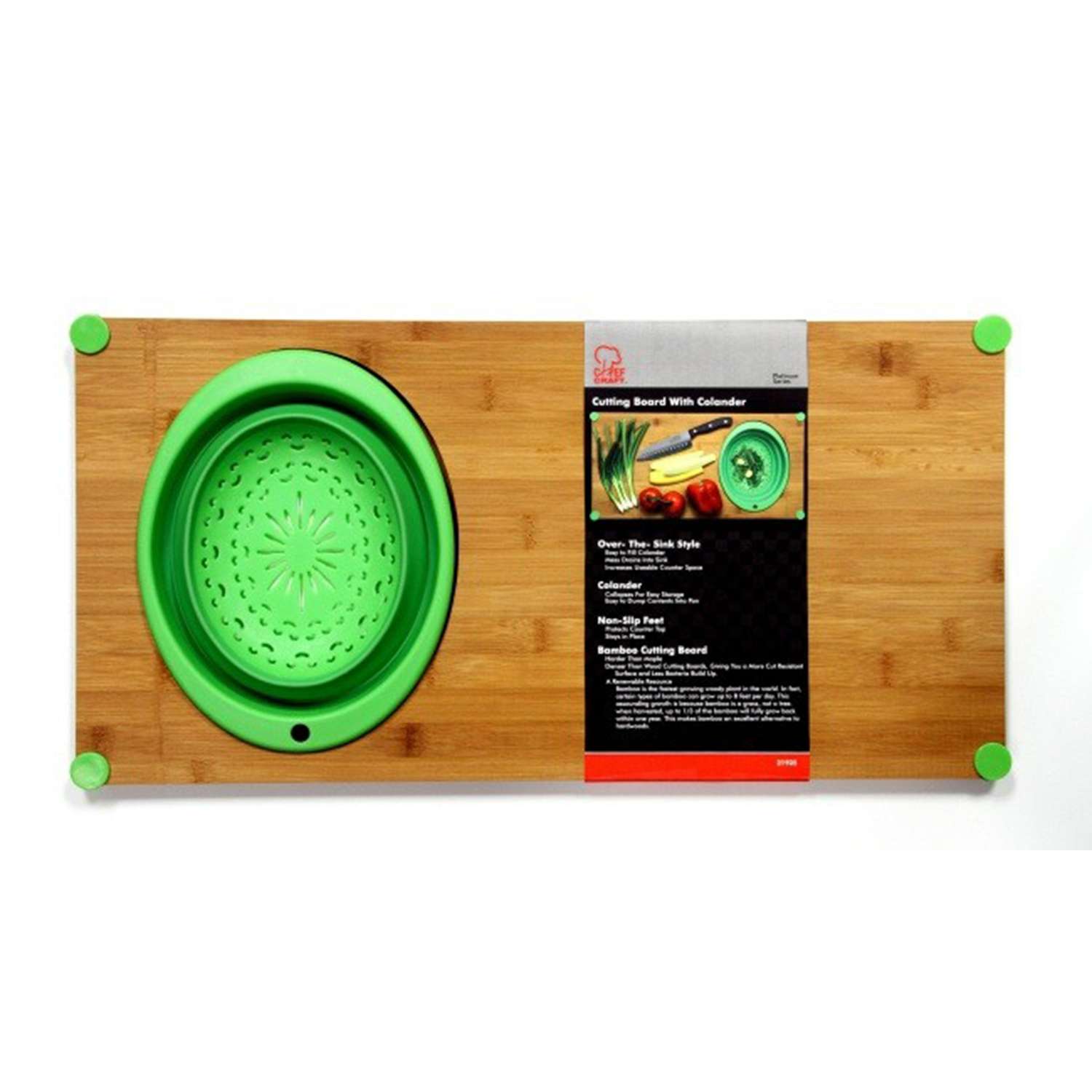 Chef Craft 24 in. L X 12 in. W X 0.75 in. Bamboo OverTheSink Cutting Board Ace Hardware