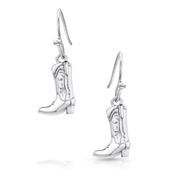 Montana Silversmiths Women's Sculpted Cowboy Boot Silver Earrings Brass Water Resistant